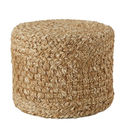 JAIPUR LIVING Sauton Natural Beige & White Short Cylinder Pouf POF100484